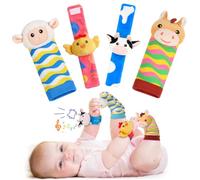 URMYWO Sonajero Bebé Con Calcetines Y Pulseras Sensoriales De 0 A 9 Meses | Juguetes Para Bebés Recién Nacidos, Suaves Y Sin BPA, Con Sonidos Y Colores Vivos Para Estimular El Oído Y El Movimiento