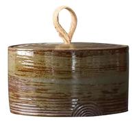 Urn Cenizas De Mascotas De Estilo Retro Chino, Tarro Redondo De Gran Diámetro, Urna Conmemorativa para Perros Y Gatos Fallecidos, Material Cerámico(B)