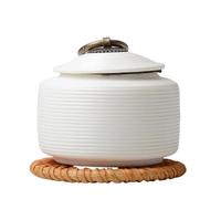Urn Pet Death Home Burial Cinerary Ashes Memorial Cat Dog Paradise Animal Put At Home Coffin Ceramic Cremation (blanco, L)