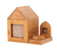 Urna Cenizas Perro Pequeñas con Foto Mini Caja De Madera para Mascotas con Diseño De Tapa. (Yellow,19x12x18.5cm)