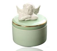 Urna Cerámica para Mascotas Pequeñas, Urnas Conmemorativas para Cenizas De Mascotas, Cerámica Hecha A Mano, Gatos, Perros, Conejos, Hámsters, Pájaros(Verde)