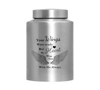 Urna conmemorativa animal - Mini Urna de perro de acero inoxidable, diseño de alas de ángeles, memoria discreta y elegante, urna funeraria para animales, homenaje a casa o trabajo