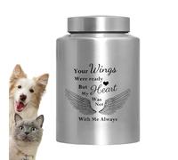 Urna Conmemorativa para Mascotas - Contenedor De Perros Ángeles De Acero Inoxidable Y Ceniza De Gato | Elegante Urna De Cremación Pequeña Para Decoración Interior, Entierro Exterior O