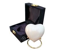 Urna de cremación blanca para cenizas, urna de corazón con caja negra y soporte de latón, mini urna para tu ser querido, adulto y entierro funerario para adultos y bebés