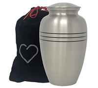 Urna de cremación clásica de peltre para adultos, con detalles grabados a mano, urna plateada, vida momentánea