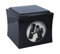 Urna de cremación de boxeo, caja conmemorativa temática para cenizas, urna deportiva personalizada para boxeador o luchador, ataúd de homenaje para un verdadero guerrero (negro/diseño 1)