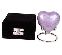 Urna de cremación de corazón pequeña para Cenizas con Tapa Mejorada, Mini urna Conmemorativa de corazón con Caja y Soporte (Aluminio Morado)