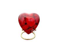 Urna de cremación de diseño rojo para cenizas, urna de corazón con caja negra y soporte de latón, mini urna para tu ser querido, adulto y entierro funerario