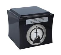 Urna de cremación de espada en la piedra, urna temática de leyenda del rey Arturo para cenizas, caja conmemorativa personalizada (negro/diseño 1/placa)