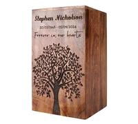 Urna de cremación de madera personalizada para cenizas humanas, caja de urna conmemorativa decorativa para hombres y mujeres, urna XL para cenizas, árbol de la vida, tamaño de caja de urna funeraria