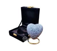 Urna de cremación gris para cenizas, urna de corazón con caja negra y soporte de latón, mini urna para tu ser querido, adulto y entierro funerario para adultos y bebés