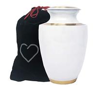 Urna de cremación moderna de color blanco perla con detalles de bronce, urna de cremación para adultos - Momentful Life