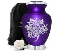 Urna de cremación morada - Urna conmemorativa de cenizas moradas con bolsa de terciopelo - Urna rosa para cenizas adultas grande - Honra a tu ser querido con urnas moradas para cenizas humanas adultas