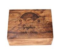 Urna de cremación para cenizas de perros, gatos, mascotas, caja de tributo conmemorativa para familias y adultos humanos, preservando recuerdos preciosos y amor, puente arcoíris mediano (8 x 6 x 3.5