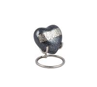 Urna de cremación pequeña de Aluminio con Forma de corazón para Cenizas con Nueva Tapa Mejorada, Mini urna Conmemorativa de corazón con Caja y Soporte (Gris y Plateado)