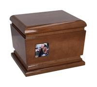 Urna de cremación personalizada de madera maciza con foto y placa personalizada, urna decorativa para cenizas de adultos, ataúd funerario (placa NO)
