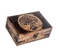Urna de madera antigua hecha a mano con grabado del árbol de la vida, joyero tallado a mano para mujeres y hombres, detalles de decoración del hogar, cajas decorativas, almacenamiento y organizador (7