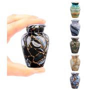 Urna de Recuerdo | Urna de cremación de Recuerdo con Acabado de mármol para Cenizas | Urna de Metal para Compartir Cenizas humanas o Mascotas | Mini urna Conmemorativa con Bolsa de Terciopelo (Negro