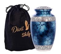 Urna funeraria para Cenizas humanas con Bolsa de Terciopelo, para Adultos de hasta 100 kgs by Divit Shilp (Blue, Adult, Adult)