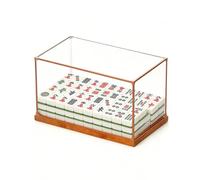 Urna Metacrilato Caja de Exhibición Acrílica Larga Marrón para Fichas Mahjong, Cubierta Anti-Polvo Mini-Figuras con Marco Aleación Sin Costuras, Cubos Almacenamiento(35x25x30 cm/14x10x12 in)