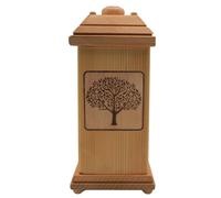 Urna para animales pequeños, urna andina para mascotas, cenicero, caja de recuerdos, urna grande con diseño de árbol de la vida de madera de haya maciza, 12 x 12 x 30 cm.