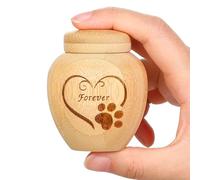 Urna para cenizas de perro de bambú, pequeña caja de recuerdos para pelo o pelo de mascota, urna para cenizas de mascotas para la pérdida de perros o gatos (patrón de patas de mascotas, 1 unidad)