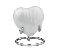Urna para Cenizas Humanas Corazón Soporte Conmemorativa, Blanco Perla 3" | recipiente, cofre funerario, caja conservación, vasija decorativa, condolencia duelo regalo recuerdo deco, pérdida, simpatía