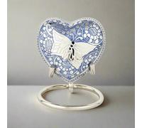 Urna para Cenizas Humanas Corazón Soporte Conmemorativa, Mariposa Azul 3" | recipiente, cofre funerario, caja conservación, vasija decorativa, condolencia duelo regalo recuerdo deco, pérdida, simpatía