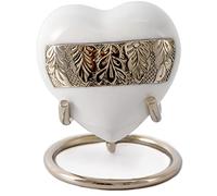 Urna para Cenizas Humanas Corazón Soporte Conmemorativa, Plata Blanco 3" | recipiente, cofre funerario, caja conservación, vasija decorativa, condolencia duelo regalo recuerdo deco, pérdida, simpatía
