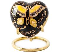 Urna para Cenizas Humanas Corazón Soporte, Mariposa Brown-Gold 3" | recipiente, cofre funerario, caja conservación, vasija decorativa, condolencia duelo regalo recuerdo deco, pérdida, simpatía