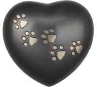 Urna para Cenizas Mascota Mascotas Huella Corazón Conmemorativa, Negro 5" | recipiente, cofre animales, caja conservación, escultura decorativa, condolencia duelo regalo recuerdo, pérdida, deco