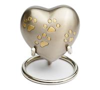 Urna para Cenizas Mascota Mascotas Huella Corazón Soporte, Peltre 3" | recipiente, cofre animales, caja conservación, escultura decorativa, condolencia duelo regalo recuerdo, pérdida, deco