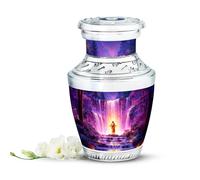 Urna pequeña de Jesús para cenizas humanas para hombres, urna de recuerdo para hermano y hermana, pequeñas urnas moradas para adultos, hombres y mujeres, urnas de cremación para adultos de 3 pulgadas