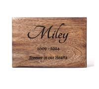 Urna personalizada hecha a mano para cenizas, mascotas, gatos, perros, caja de entierro de madera, ataúd de homenaje bellamente diseñado para animales y humanos, adultos, machos y hembras, 8 x 6 x 3.5