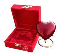 Urna roja con Caja roja - Mini urna de cremación de corazón y Soporte de latón - para tu ser Querido con urna roja para bebé niña y niño - Urna pequeña de corazón Rojo para Cenizas humanas