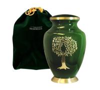 Urna Verde para Cenizas humanas para Adultos, Hermosa, clásica Verde y Dorada Que honra a tu ser Querido, Encuentra Comodidad y Paz con Esta urna de Calidad y cuidadosa, con Bolsa de Terciopelo