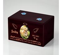 Urnas conmemorativas para mascotas para cenizas de perros o gatos, urnas de cremación funerarias pequeñas de madera personalizadas con foto, caja de recuerdo de ceniza (1 foto, mediano (0-70 libras))