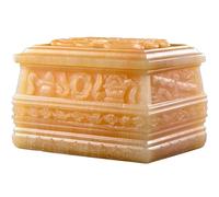 Urnas De Cremación Alivio Tridimensional Sagrado Y Exquisito Urn, Caja De Ceniza Humana Tallada En Jade Beige De Alta Gama Y Preciosa, Recuerdos del Cementerio