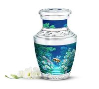 Urnas de cremación Bee Little para cenizas adultas, pequeñas urnas de recuerdo para cenizas humanas, hombre adulto, urna pequeña para mamá y papá, mini urna azul para hombre, 3 pulgadas