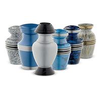Urnas de cremación de recuerdo, azul y blanco (6 piezas), pequeñas urnas funerarias para cenizas humanas con caja de terciopelo, por Fedmax.