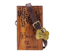 Urnas de cremación personalizadas para cenizas de perro, urna grabada de palisandro, urna de madera de resina epoxi hecha a mano para conmemoración de mascotas, diseño de hojas negras, tamaño mediano