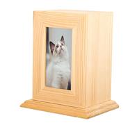 Urnas de madera para mascotas - Cofre para cenizas de cremación, porta cenizas de animales, caja de madera hecha a mano para perros y gatos | Contenedor de homenaje con marco para fotos, cofre