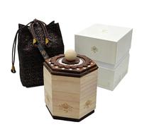 Urnas de recuerdo de madera para perros y gatos, urna de cenizas de cremación para mascotas con mortaja y espiga, caja de sombra conmemorativa para mascotas, tallado de loto sagrado + bolsa de