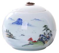 Urnas for mascotas Handicrafts, urna de cremación hecha a mano for cenizas de adultos, urna de cerámica for cenizas con patrón de paisaje pintado a mano, urna de entierro mediana for cenizas humanas,