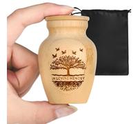 Urnas pequeñas para cenizas humanas, juego de 1, bambú hecho a mano, mini urna de recuerdo de cremación para funeral o decoración del hogar, 5.1 cm de ancho x 7.6 cm de alto