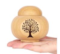 Urnas pequeñas para cenizas humanas, mini urna de bambú con patrón de árbol de la vida, pequeñas urnas para cenizas adultas, mujeres, mascotas macho, soporta hasta 10 pulgadas cúbicas