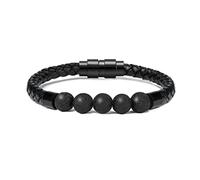 Urnas pulsera para cenizas - Cremación de joyas de piedra de lava urna pulsera para cenizas para mujeres hombres chakra sanación equilibrio cuero genuino pulseras conmemorativas, 22cm/8.66in, Acero
