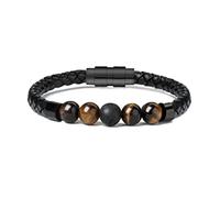 Urnas pulsera para cenizas - Cremación de joyas de piedra de lava urna pulsera para cenizas para mujeres hombres chakra sanación equilibrio cuero genuino pulseras conmemorativas, 20cm/7.87in, Acero