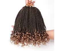 URNICE 7 paquetes de 10 pulgadas Crochet Box Braids Hair with Curly Ends Prelooped Goddess Box Braids Crochet Hair Braids Hair Crochet Trenzas de pelo para mujeres negras (10 pulgadas (paquete de 7