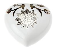 Urns UK Urna de cremación de Metal latón corazón Recuerdo Brampton Blanco 3 Pulgadas, 7.5x7.5x3 cm